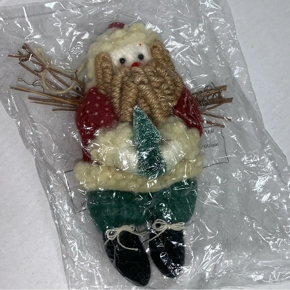 Lot of 5 Country Plush Decorations Ornaments Santa Snowman Reindeer Girl NEW